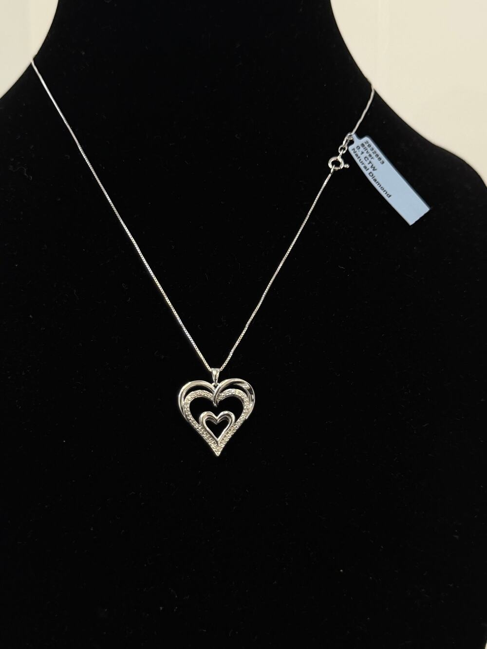 Natural Diamond Double Heart Pendant Necklace